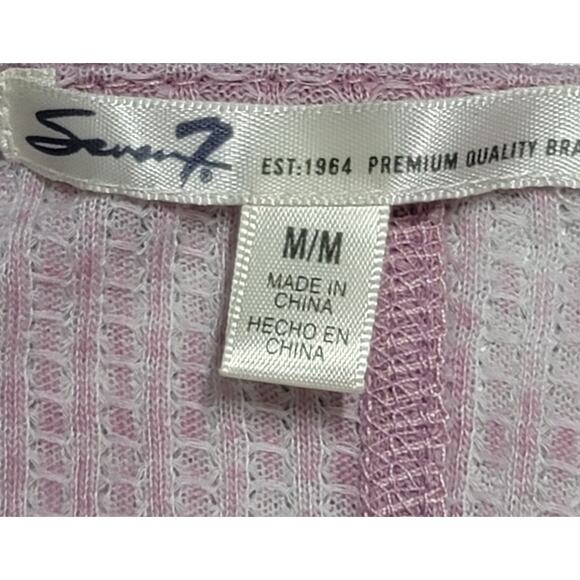 Seven 7 Purple Marled Waffle Knit Shark Bite Hem Top Medium Lightweight Soft - Picture 3 of 6